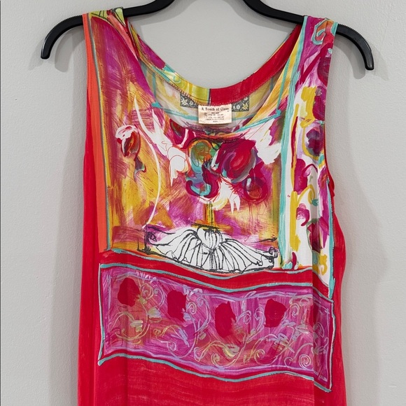 Vintage made in USA art to wear lightweight abstract vibrant flowy dress - Picture 2 of 5